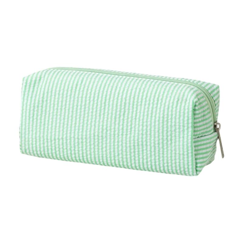 Multiunction Striped Pencil Case Water Resistant Polyester Pen Pouches Travel Cosmetics Bag For School Office Supplies