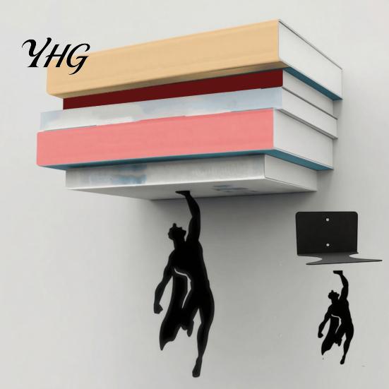 Invisible Wall Shelves Hero Floating Bookshelf, Mounted Book Storage Shelf, Creative Metal Shelf for Ledge Small Apartments Study Rooms and