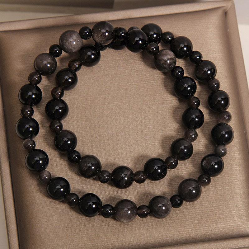 Original Design Gold Obsidian Double Layer Bracelet for Men & Women - Luxurious High-End Feel, Stackable Couple Bracelets
