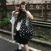 Fashion Polka Dot Hobo Bag Creative Bow Design Shoulder Bag Soft Plush Crossbody Bag Women Winter Large Capacity Commute Handbag