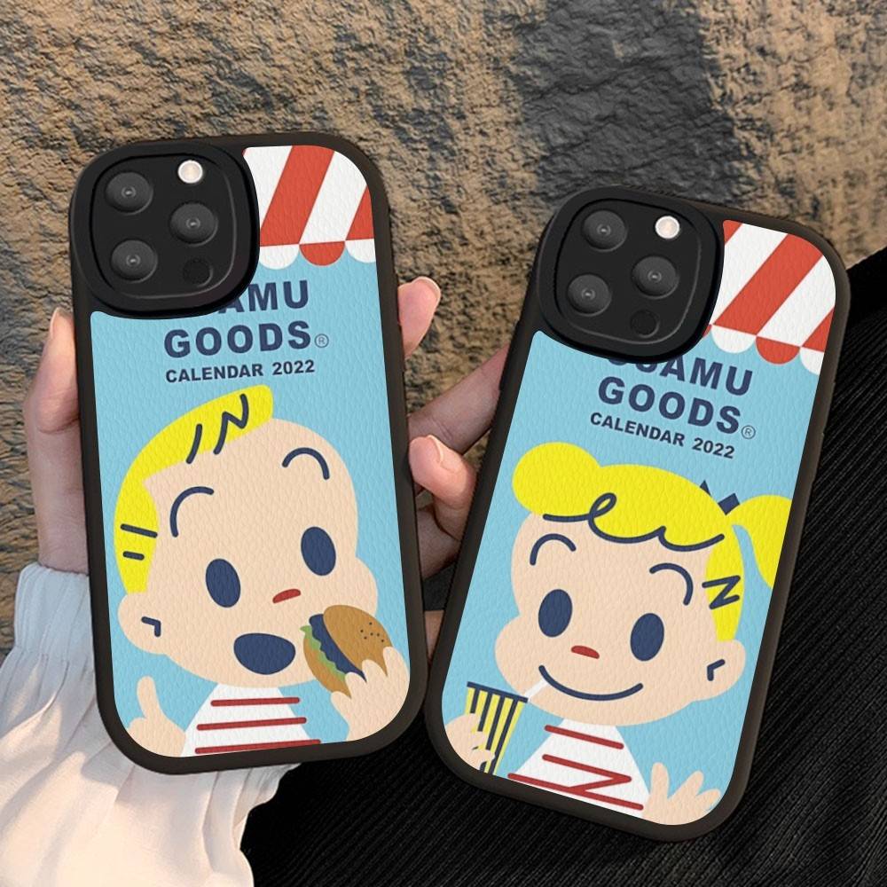 Kawaii O-OSAMU-G-GOODS Cute Phone Case For IPhone 16 15 14 13 12 11 Pro Max Plus Soft Leather Cover