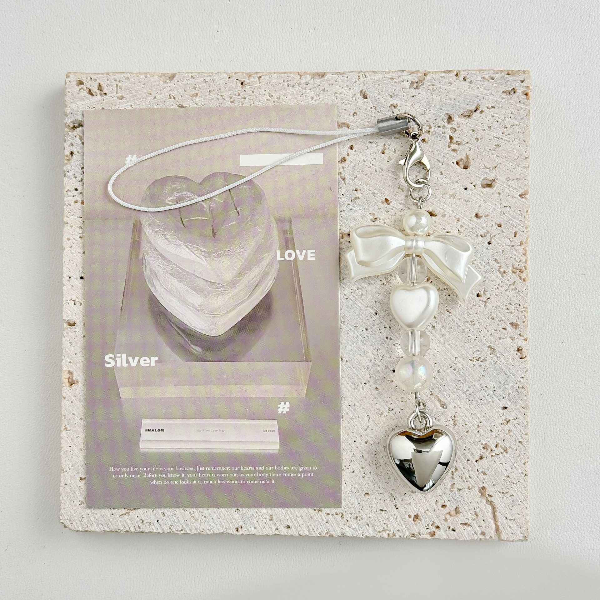 Нишевая простая подвеска-бантик, корейская милая цепочка для мобильного телефона с имитацией жемчуга, подвеска-брелок для сумки goben