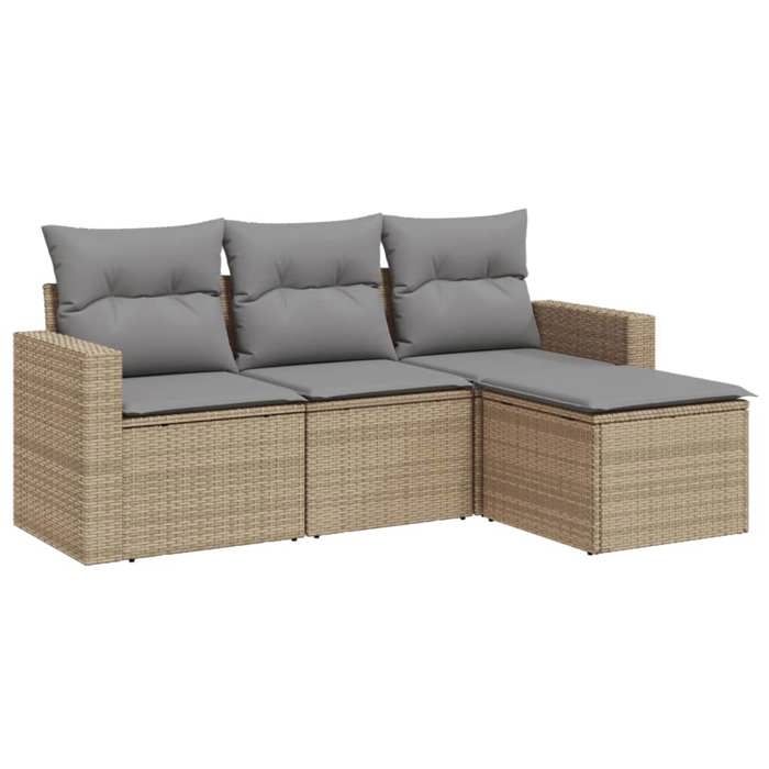 VidaXL Salon de jardin avec coussins 4 pcs beige résine tressée 3218859