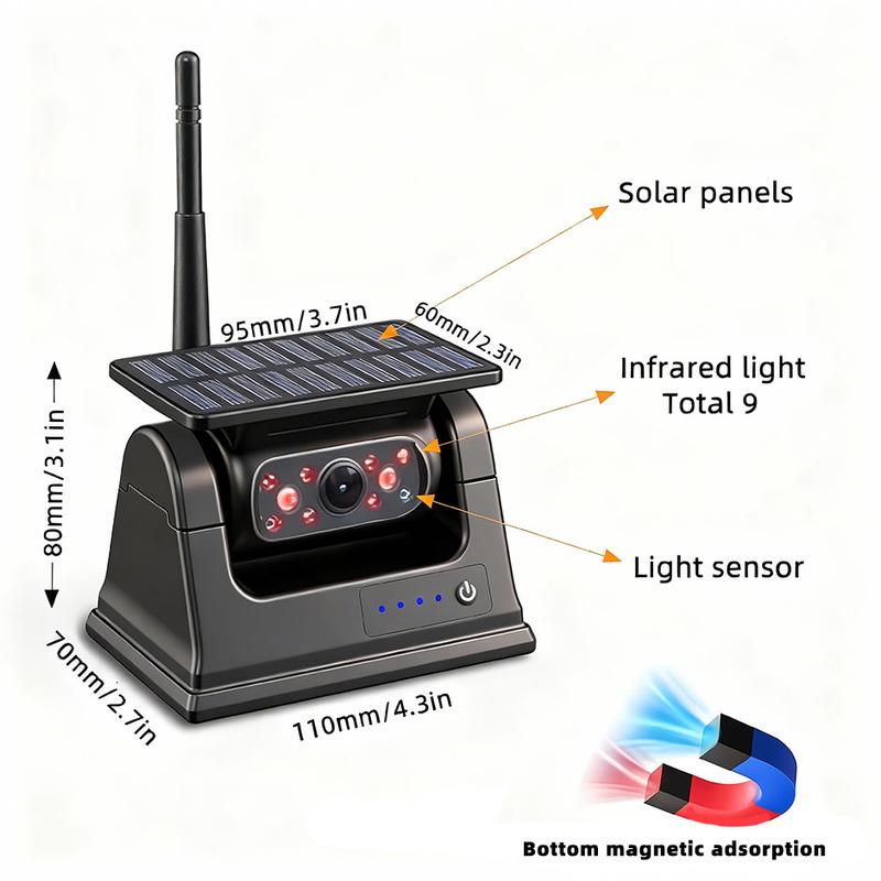 WIFI Wireless Rear View Backup Camera Solar Powered Energy Magnet Reverse Cam with AHD 5"  Monitor for Camper Truck Trailer