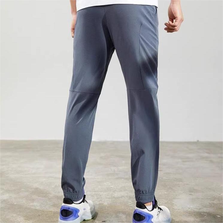 Anta Solid Color Slim Fit Logo Print Straight Leg Casual Pants Men Bottoms Gray 952227512-1