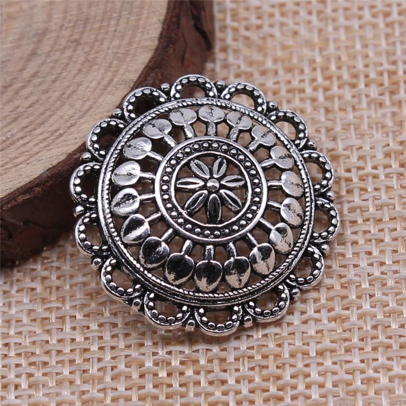 10 Stück Antik Bronze Farbe Antik Gold Farbe Antik Silber Farbe Runde Hohlblumen Anhänger