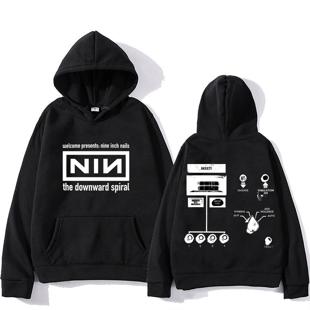 2025 Retro Hooded Nine Inch Nails Confirm Tour Fleece Harajuku Sweatshirt for Autumn/Winter Gothic Clothes Punk Hoody