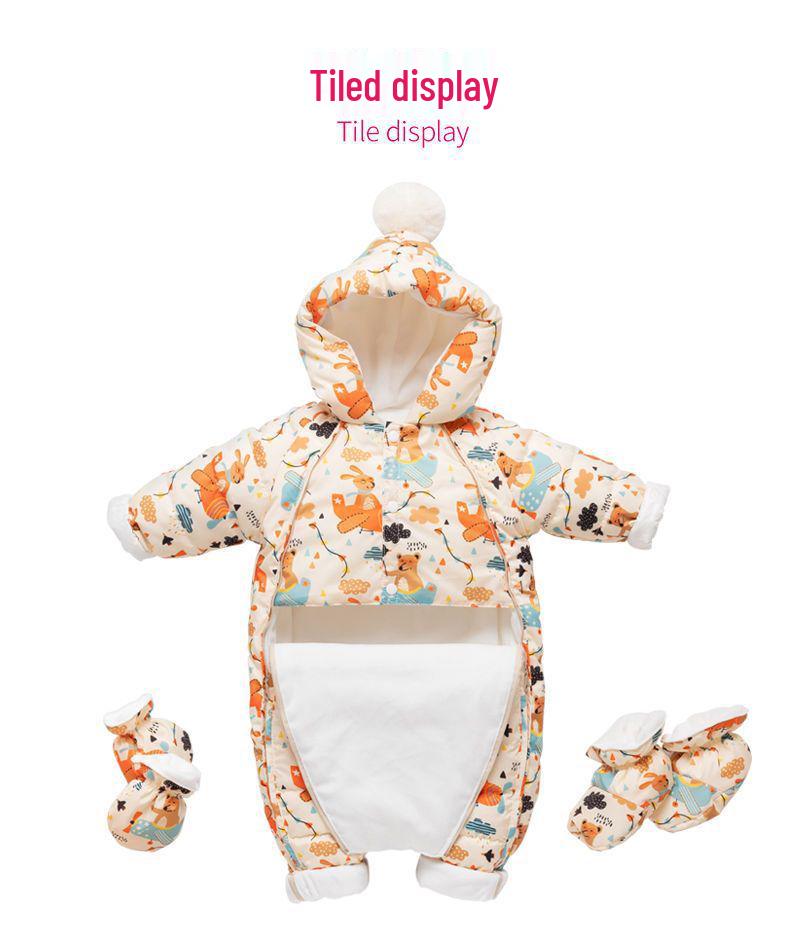 Thick Fleece-Lined Winter Baby Onesie for Boys & Girls - Warm Cotton Padded Infant Outdoor Romper