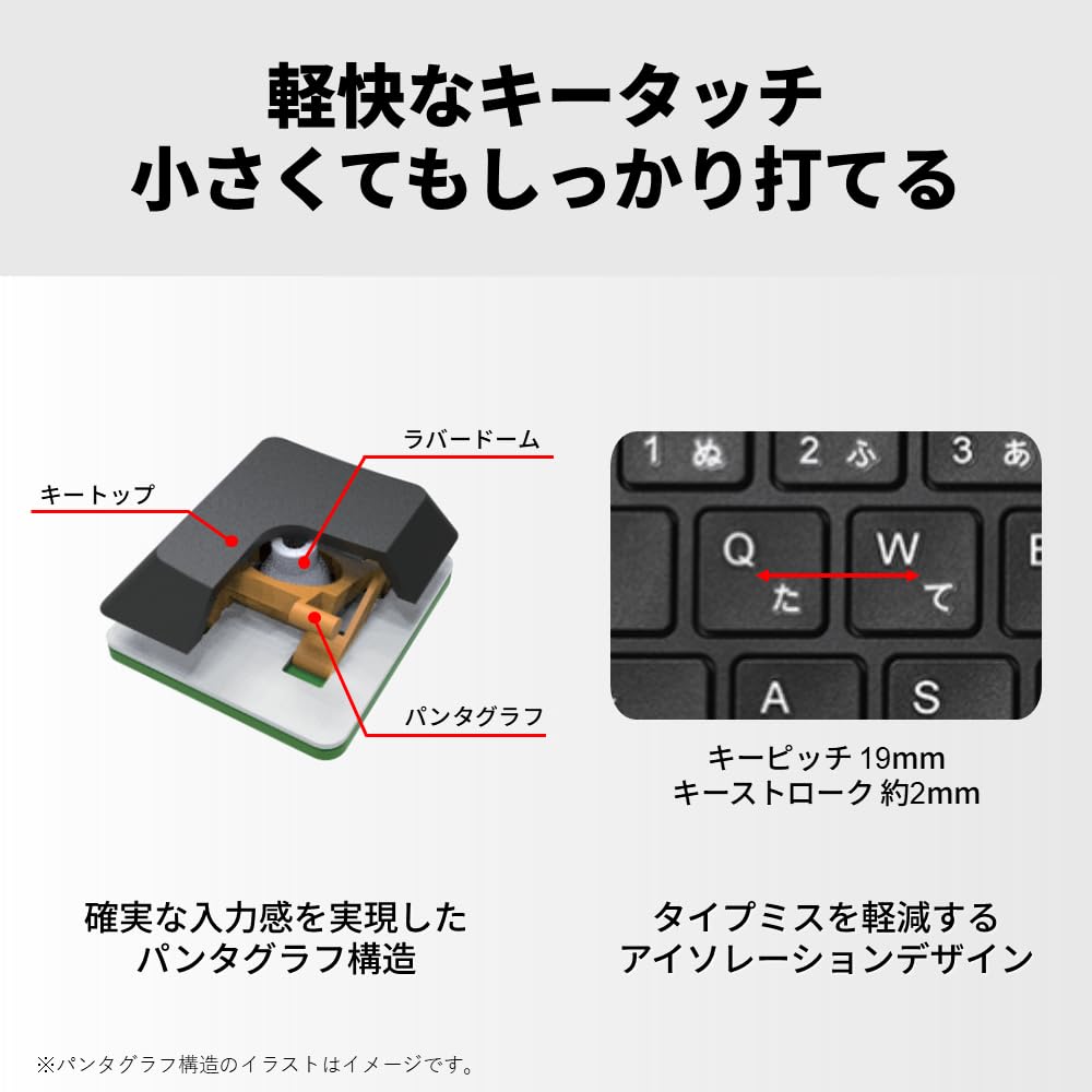 Buffalo Wired Mini Keyboard, Type-AType-C Dual Compatible, with Type-C Adapter, Scissors, Japanese, Black, BSKBUC315BK