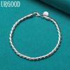 Gioielli con ciondoli per feste in argento sterling 925 con cordino intrecciato da 4 mm