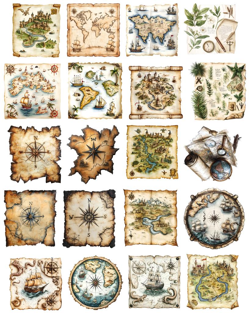20pcs Cute Self-made Vintage European style navigation map Scrapbooking Stickers /decorative Sticker /DIY Craft Photo Albums