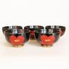 Wooden Soup Camellia Set of 5 Made of Natural Perfect for Miso or Other A great gift Bowls, Design, Lacquered, 350ml, (5 bowls), Wood, Lightweight,