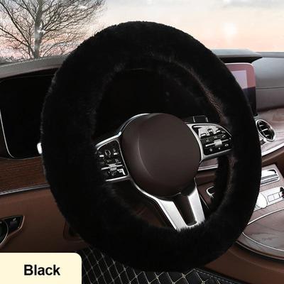 Capa protetora para volante de carro, decoração, quente, super grossa, pelúcia macia, preta, capa de direção para mulheres, homens, inverno