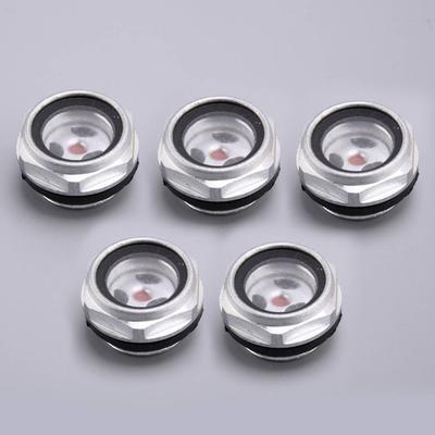 5pcs Aluminum Oil Level Gauge Sight Glass G1/2" Male Threaded Clear Glass Fit for Air Compressor