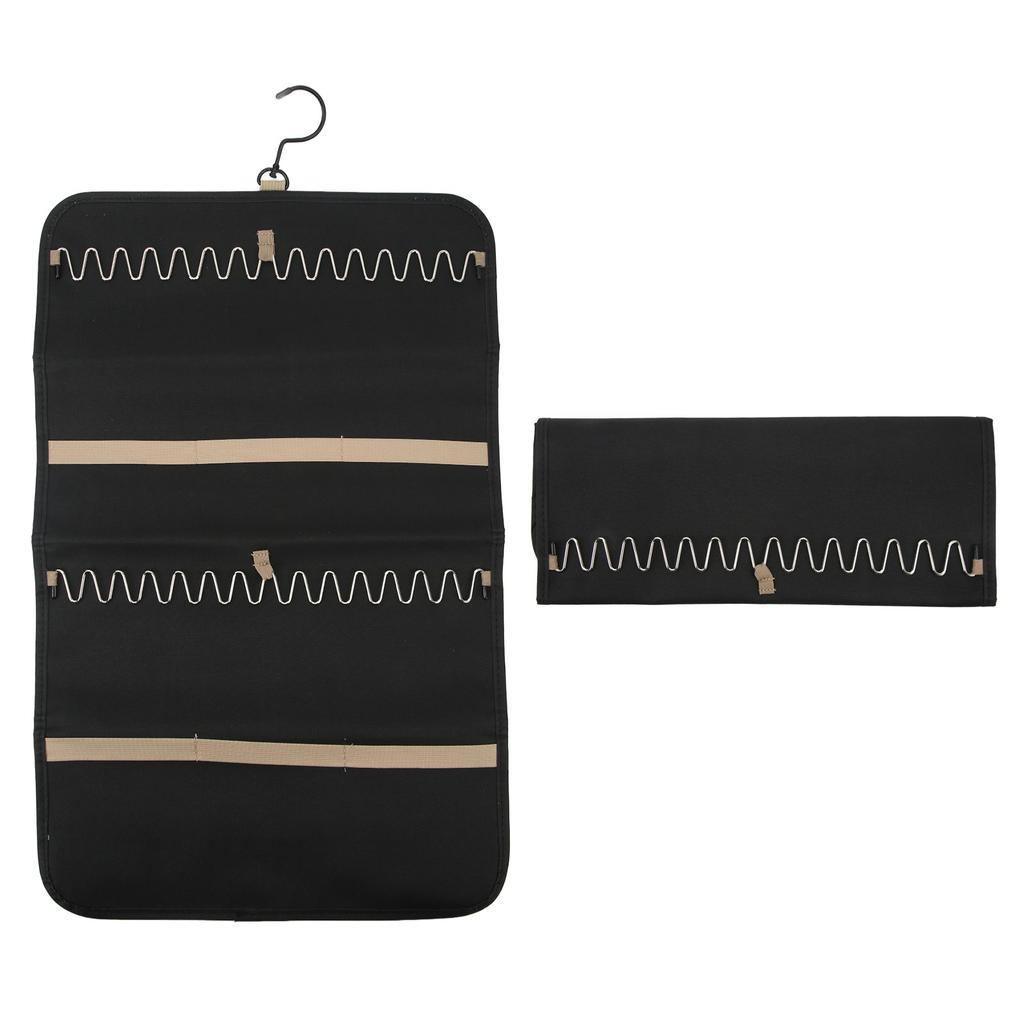 Reise Schmuck Organizer Faltbare Nylon Reise Schmuck Aufbewahrungstasche für Halskette Ohrringe Ringe Schwarz