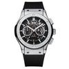 Paulareis Rubber Strap Multifunctional Running Seconds Chronograph Rose Gold Quartz Men's Watch