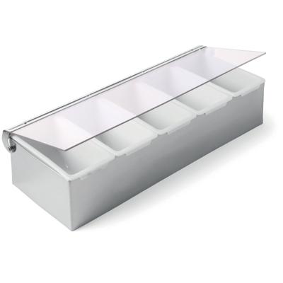 Bartender's Container for Drink Additives, 5 Inserts, Steel, Hendi 552100