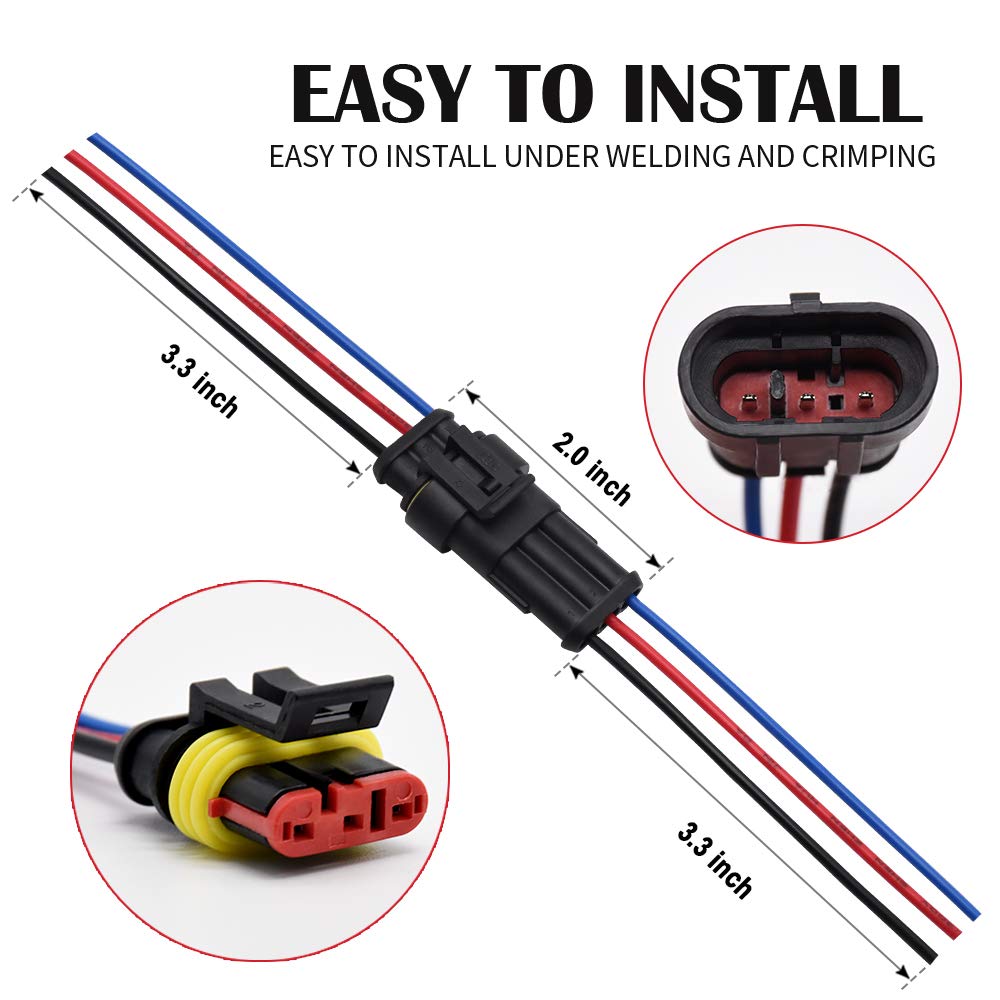 5/10sets 2/3 Pin Way Connector Waterproof Connectors Male & Female Way 16 AWG Wire For Car Truck Boat And Other Wire Connections