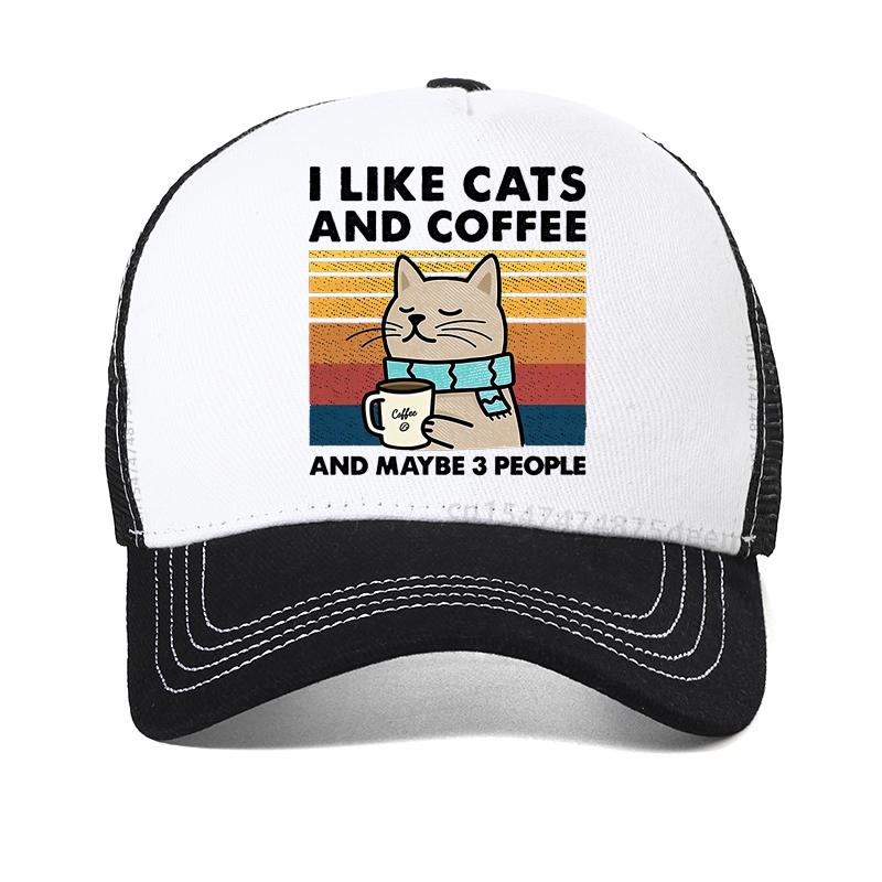 I Like Cats and Coffee Street Men Women baseball cap Fashion Hip Hop Streetwear mesh caps adjustable Breathable snapback hats