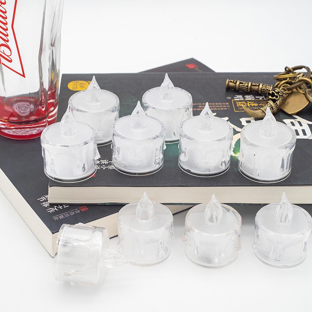 12Pcs LED Flameless Candle Lamp Simulation Acrylic Tea Lights Battery Operated Tears Candle Light for Party Home Decor