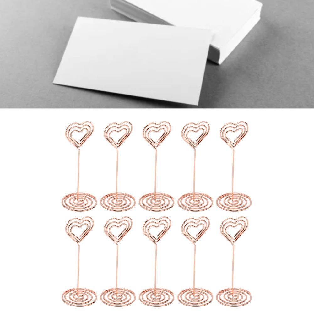10Pcs Heart Shape Table Number Stands Gold /Rose Gold Name Card Clips  Party Decorations