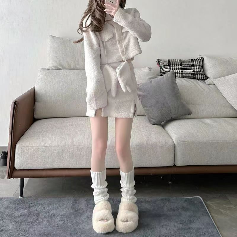 Winter Verdikt Warm Ademend Effen Patroon Beenwarmers Koreaanse Stijl Mode Dik Gebreid Dames Los Veelzijdig Slouch Sokken