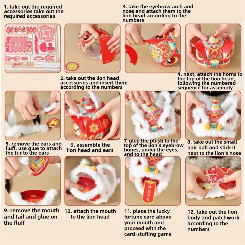 Waterproof Lion Dance Lantern Ancient Style Luminous Lantern Portable Lantern Kids Craft