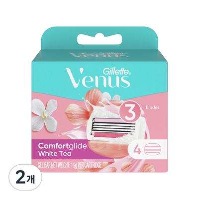 Venus Comfort Glide White Tee Women's Razor Blades, 4-Pack, 2-Piece