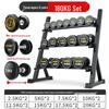 Rubber-Coated Dumbbell Set with Storage Rack