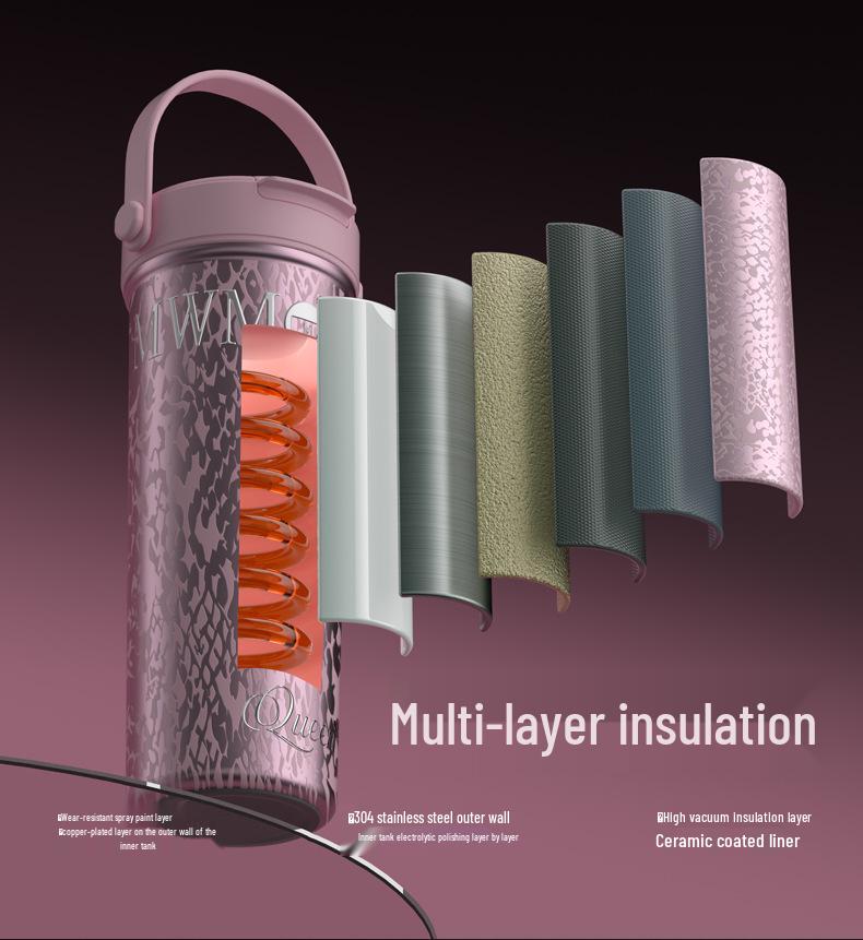 Women's Large Capacity Insulated Fruit Tea Cup with Ceramic Liner