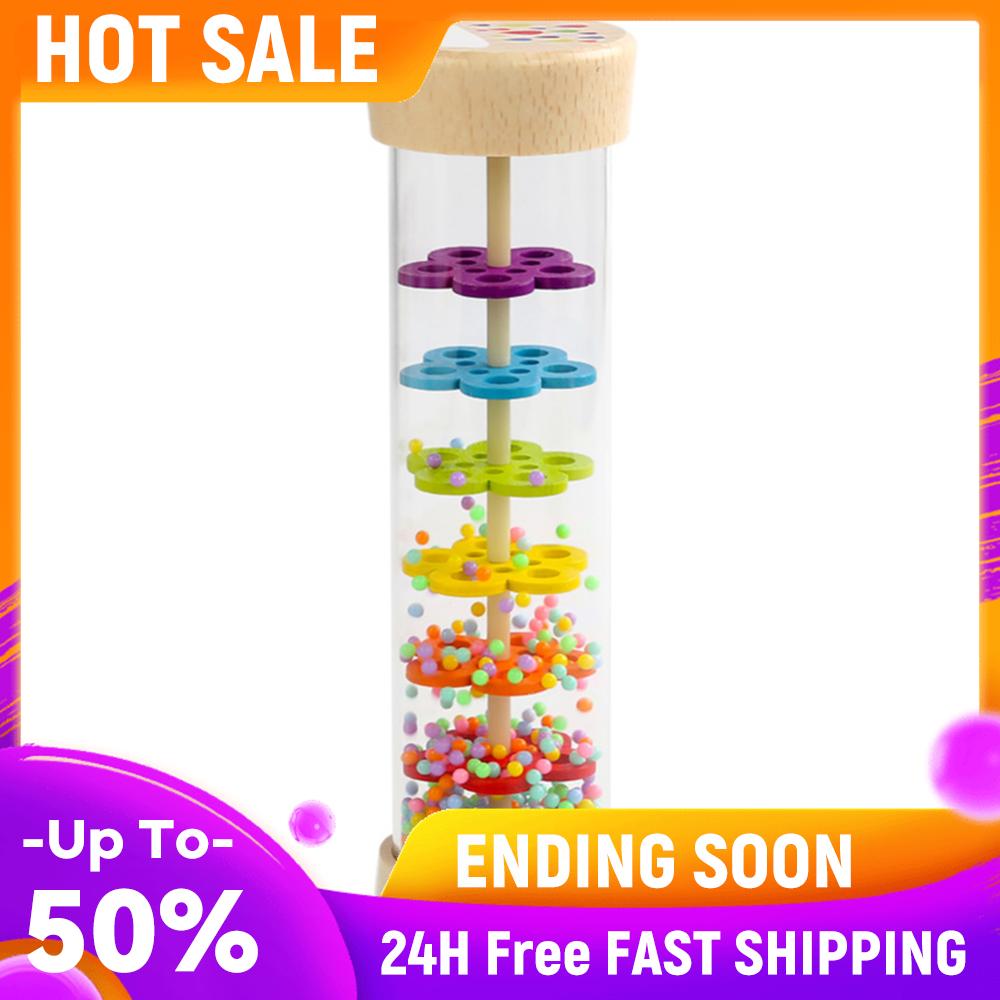 Rain Maker with Metal Balls Sensory Auditory Musical Instrument Immersive Rain Sound Effect Colorful Rainstick for Boys Girls