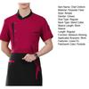 Kochuniform Schürze Set Stehkragen Kurzarm Atmungsaktive Küchenjacke mit Mehrzwecktaschen Design Patchwork Farbe Küchenpersonal