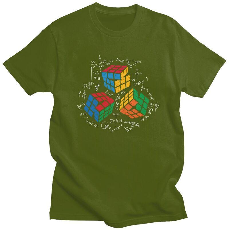 Custom Male Math Rubiks Cube T Shirts ShortSleeve Cotton Tshirts Tshirt Leisure Geek Teacher Gift Tees Loose Fit Clothing