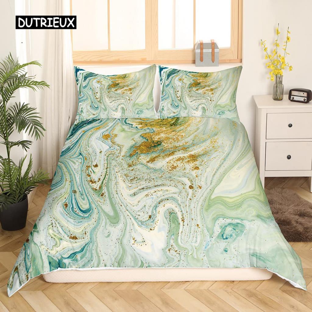 Márvány Paplanhuzat Szett Márvány Ágynemű Szett Kék Arany Absztrakt Textúra Gyerek Ágynemű Dupla Queen King Méret Poliészter Paplanhuzat