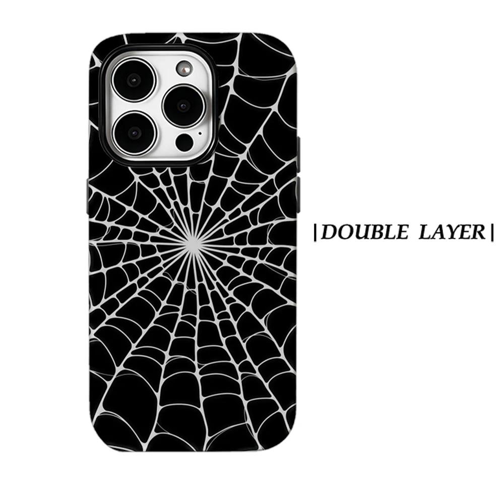 

Spiderweb Noir Phone Case for IPhone 17 16 15 14 13 Pro Max Plus for Magnetic Single Double-layer Tough Case For iPhone X/XS