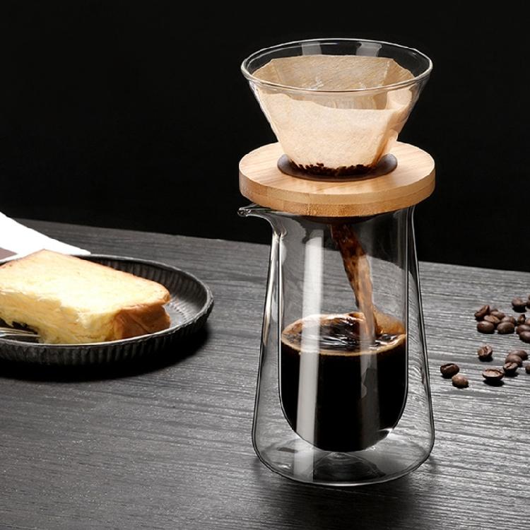Double Wall Glass Carafe and Dripper Filter Coffee Maker Set For Professional Hot Brew And Cold Soak Coffee Brewing