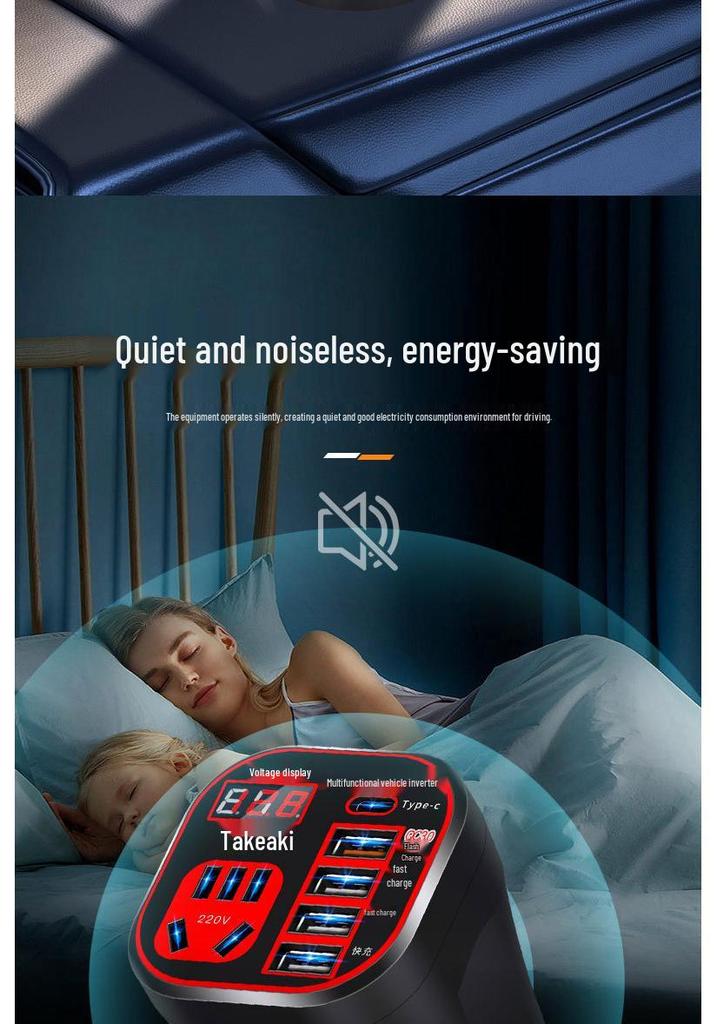 Multifunctional Car Inverter 12V/24V To 220V with Mobile Phone Charger