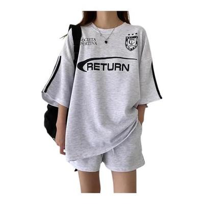 [mxcgzl] Women's Setup, Summer, Short Sleeve T-Shirt, Shorts, Top and Bottom Set, Sweatshirt, Jersey, Loose, Large Size, Casual, Korean, Stylish,