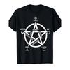 Soul Water, Fire, Earth And Wind Elements Five-Pointed Star Witch T-Shirt-Retro Street Style Unisex Cotton Short-Sleeved Mysterious Symbol Pattern