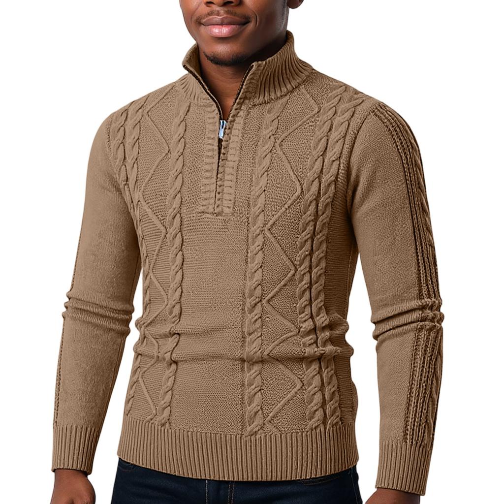 Men's Half Zipper Pullover Casual Knitted Base Shirt
