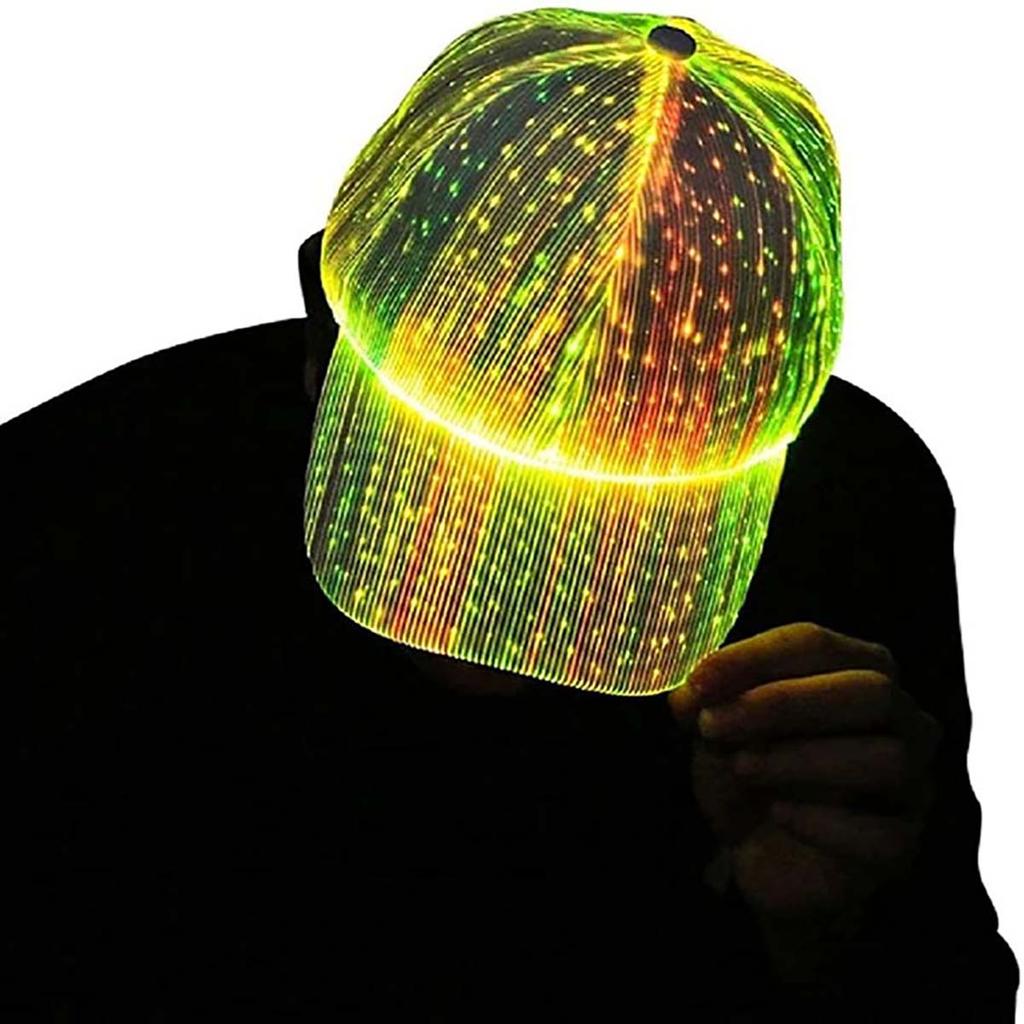 Men Women LED Couple Night Running Cool light-emitting Hats Explosive light-emitting Gift Hat Holiday Party Fiber Optic Caps