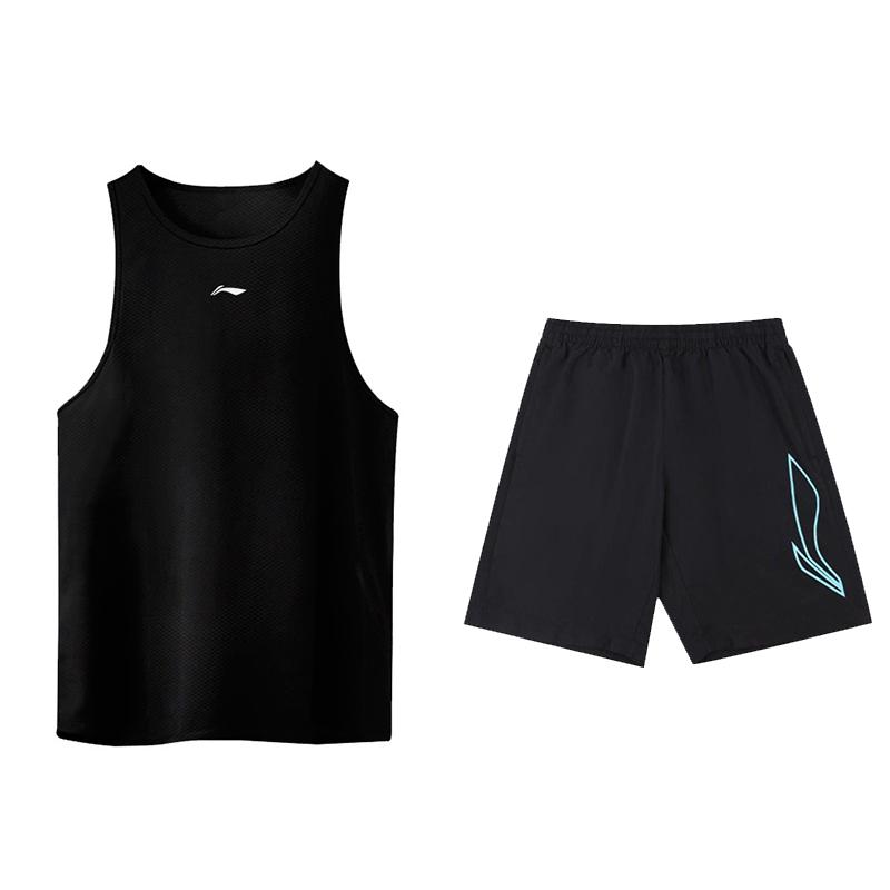 Li-Ning Fashion Logo Skin-Friendly Comfortable Breathable Quick-Dry Tank Top And Shorts Casual Sports Set Unisex sets ZHXY819-2