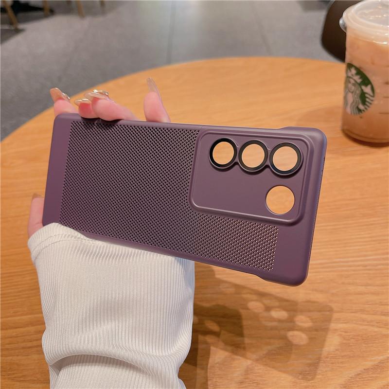 Frameless Heat Dissipation Case With Lens Film For Vivo S18 S17 S17t S16 Pro Breathable Cooling Grid Hard PC Cover Back Shell Protector