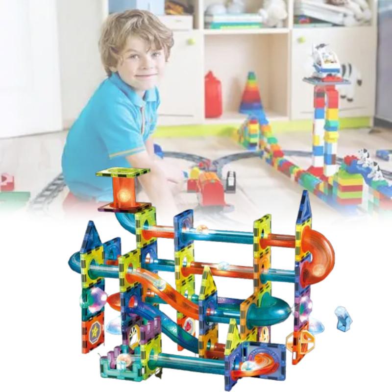 Building Magnetic Blocks Toy For Children With Scene Track Scene Design Supplies