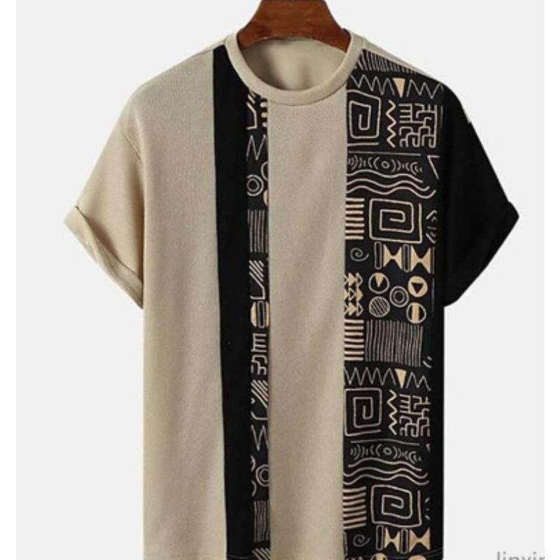 Short-sleeved T-shirt Printing Process Can Be Worn Inside and Outside, Loose Stripes