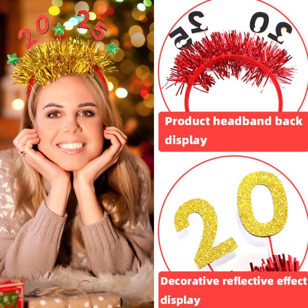 Sequin 2025 Happy New Year Headband Plastic New Year Decoration Headdress  New Year Dress Up