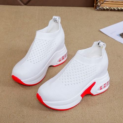 

Модные новые 2024 дышащие женские носки, летние удобные кроссовки, туфли на танкетке 8 см, осенние ботильоны на платформе, белые сетчатые туфли 40 белый