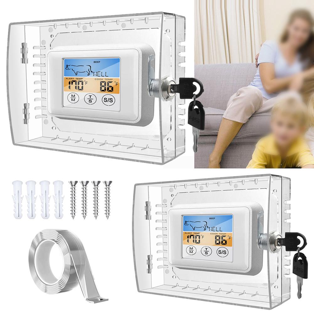 Thermostat Lock Box With Key Transparent For Wall Mount Cover Easy Installation For Thermostats Up to 21 by 14 by 6 Centimeters