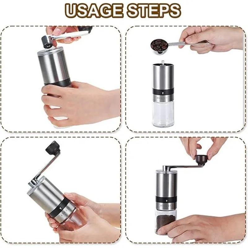 Manual Coffee Grinder 6 Adjustable Grind Settings, Ceramic Burr Hand Crank Portable for Espresso/Camping/Home & Travel Use