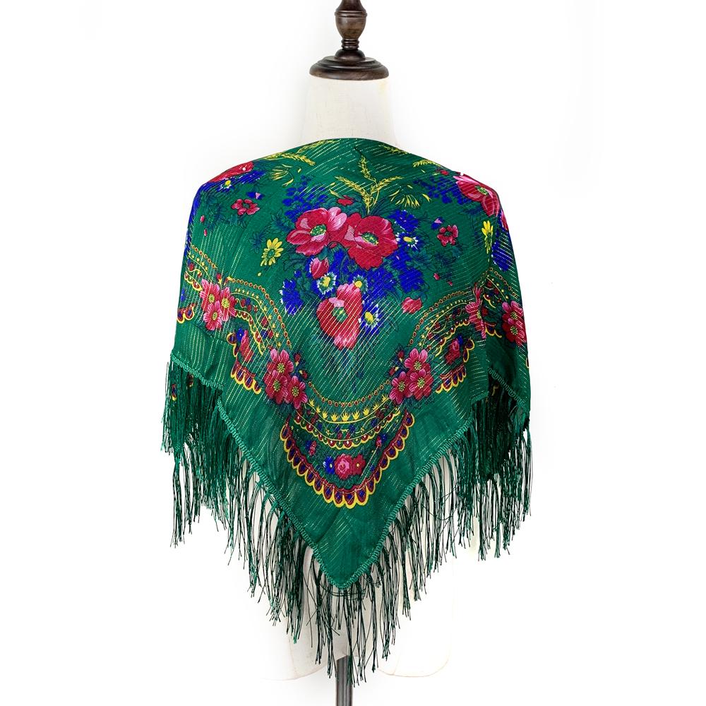 Russian Square Bandana Scarf Women Luxury Floral Print Fringed Headband Shawl Pareo Lady Headband Scarves Babushka Head Wraps